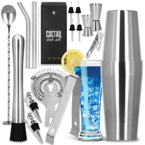 14 részes rozsdamentes acél bárkészlet shakerrel 600/750 ml