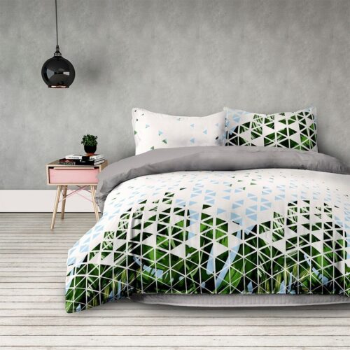 Ágynemű BASIC zöld nyomott motívum  modern 155x220*2+80x80*2 AmeliaHome