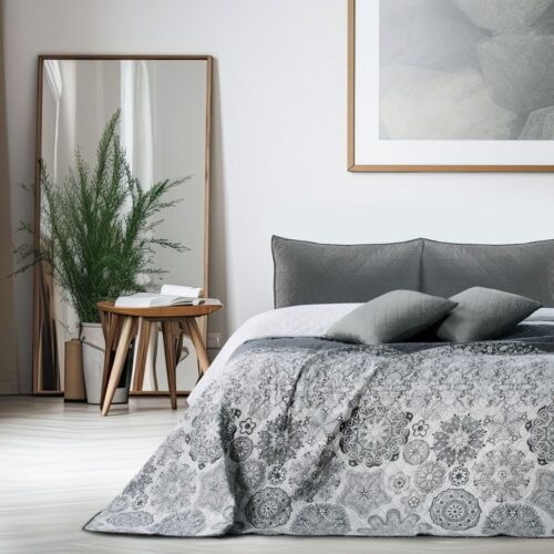 Ágytakaró ALHAMBRA szürke nyomott mikroszálas 170x210 DecoKing