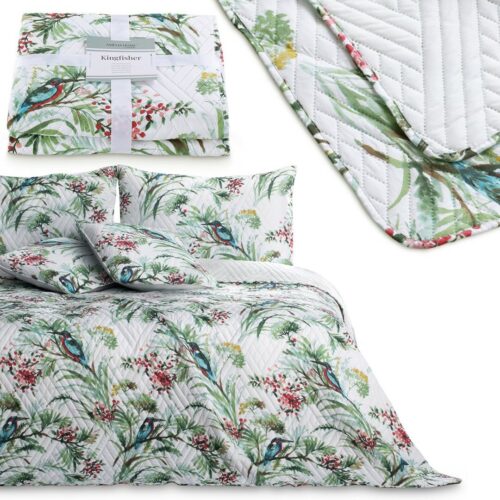 Ágytakaró KINGFISHER fehér nyomott boho mikroszálas 240x260 AmeliaHome