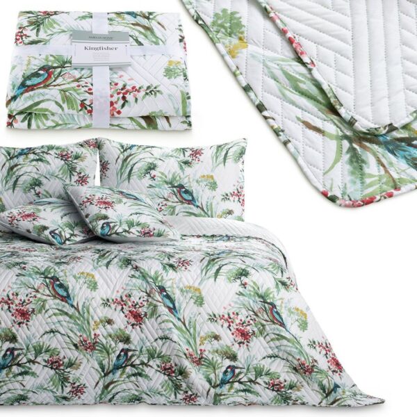 Ágytakaró KINGFISHER fehér nyomott boho mikroszálas 240x260 AmeliaHome