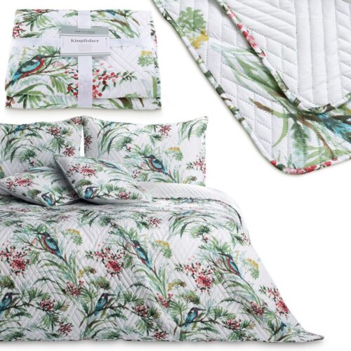 Ágytakaró KINGFISHER fehér nyomott boho mikroszálas 260x280 AmeliaHome
