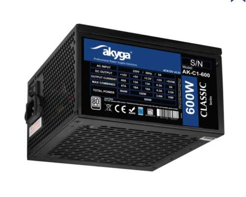 Akyga AK-C1-600 ATX Sorozat Számítógép tápegység: ClassicMaximáli...