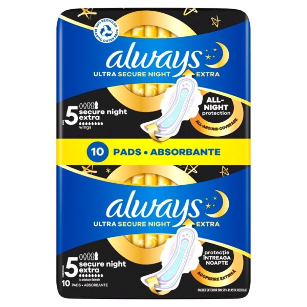 Always Ultra Secure Night Extra szárnyas egészségügyi Betét 10db