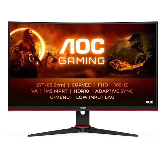 Aoc ívelt gaming 165hz va monitor 27" c27g2e/bk