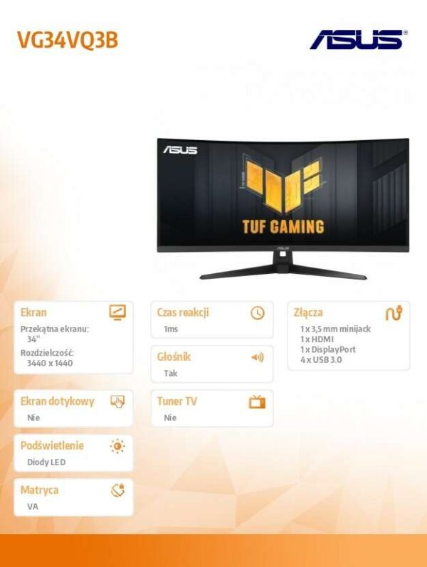 ASUS TUF Gaming VG34VQ3B számítógép monitor 86
