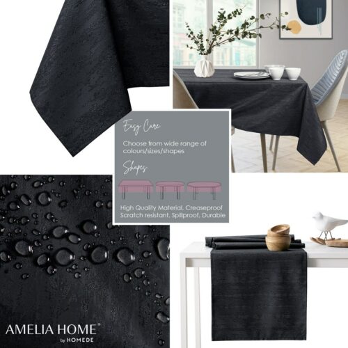 Asztalterítő Vesta fekete dombornyomott modern 80x80 AmeliaHome