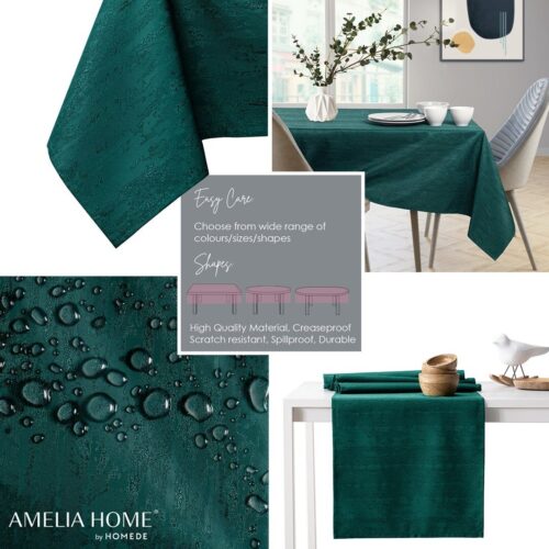 Asztalterítő Vesta üvegzöld dombornyomott modern 80x80 AmeliaHome