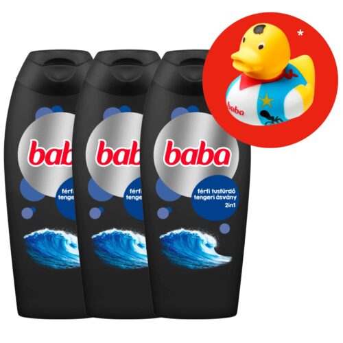 Baba férfi Tusfürdő Tengeri ásvány 3x400ml + Ajándék Gumikacsa