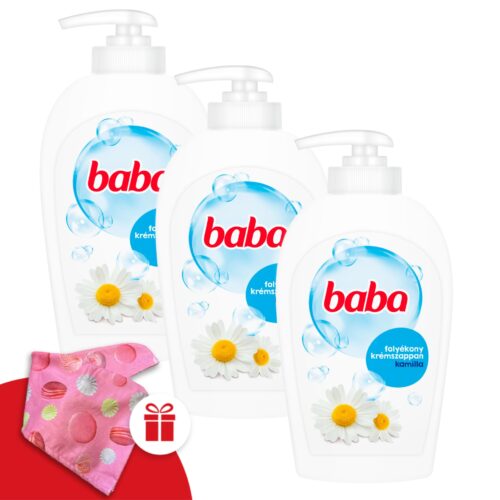 Baba Folyékony Szappan Kamilla 3x250ml + Ajándék Baba Hajturbán