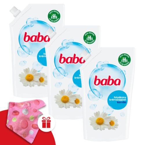 Baba Folyékony Szappan Utántöltő Kamilla 3x500ml + Ajándék Baba H...