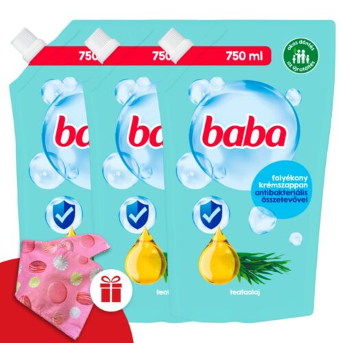 Baba Folyékony Szappan Utántöltő Teafaolaj 3x750ml + Ajándék Baba...