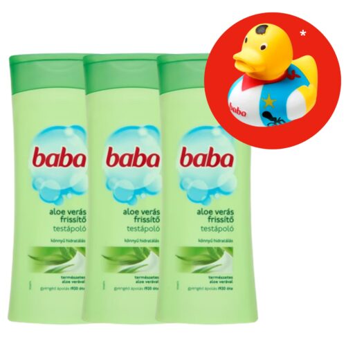 Baba frissítő Testápoló Aloe Vera 3x400ml + Ajándék Gumikacsa