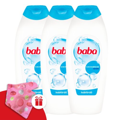 Baba Habfürdő Lanolin 3x750ml + Ajándék Baba Hajturbán