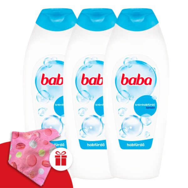 Baba Habfürdő Lanolin 3x750ml + Ajándék Baba Hajturbán