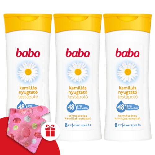 Baba nyugtató Testápoló Kamilla 3x400ml + Ajándék Baba Hajturbán