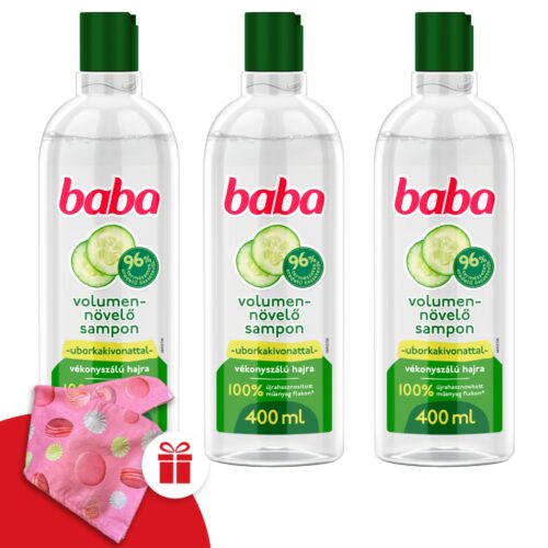 Baba Sampon Uborkakivonattal Vékonyszálú Hajra 3x400ml + Ajándék...