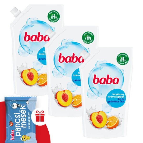 Baba tej és gyümölcs Folyékony szappan utántöltő 3x500ml
