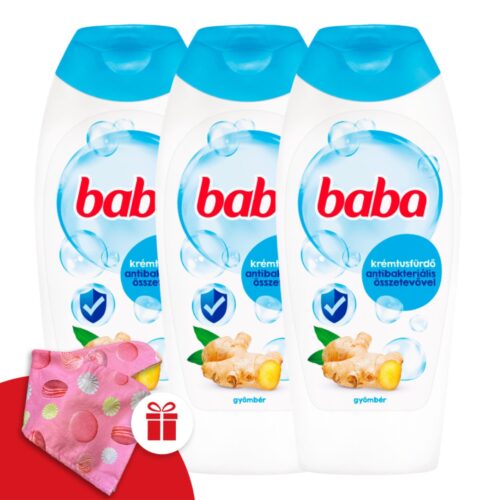 Baba Tusfürdő Antibakteriális Hatású 3x400ml + Ajándék Baba Hajturbán