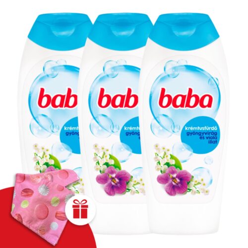 Baba Tusfürdő Gyöngyvirág&Viola 3x400ml + Ajándék Baba Hajturbán
