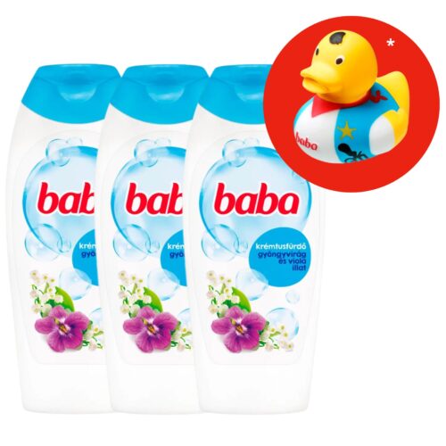 Baba Tusfürdő Gyöngyvirág&Viola 3x400ml + Ajándék Gumikacsa