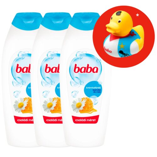 Baba Tusfürdő Kamilla és Méz 3x750ml + Ajándék Gumikacsa