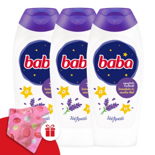 Baba Tusfürdő Levendula és Vanília 3x400ml + Ajándék Baba Hajturbán