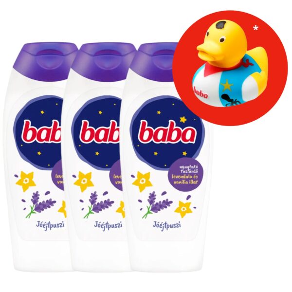 Baba Tusfürdő Levendula és Vanília 3x400ml + Ajándék Gumikacsa