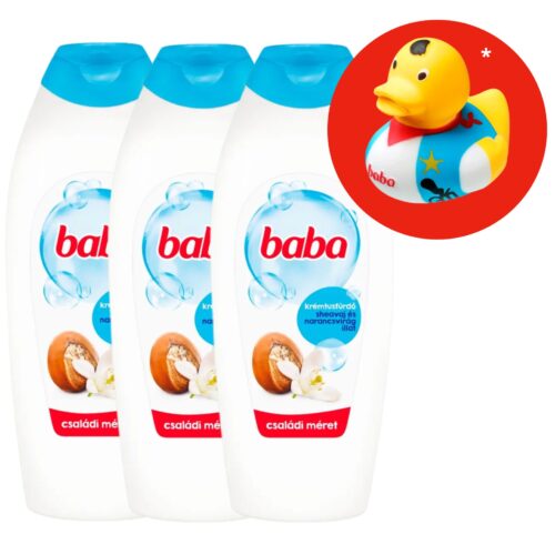 Baba Tusfürdő Sheavaj&Narancsvirág 3x750ml + Ajándék Gumikacsa