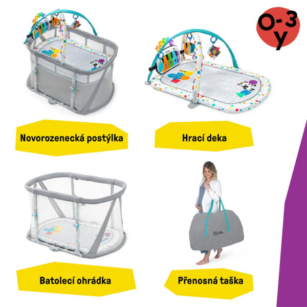 BABY EINSTEIN Kiságy járókával és zongorával 3in1 Kick & Snoo...