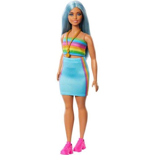 Barbie: Fashionista stílus baba színes csíkos ruhában - Mattel