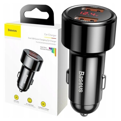 Baseus Autós Töltő Gyorstöltés 3.0 2X Usb 45W 6A Fekete