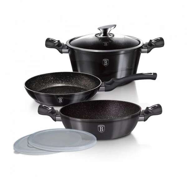 Berlinger Haus BH 6905 6 darabos márványozott ovális készlet Carbon Pro