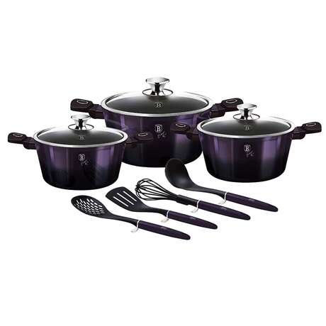 Berlinger Haus BH 7141 Purple Eclipse 10 darabos márványozott edé...