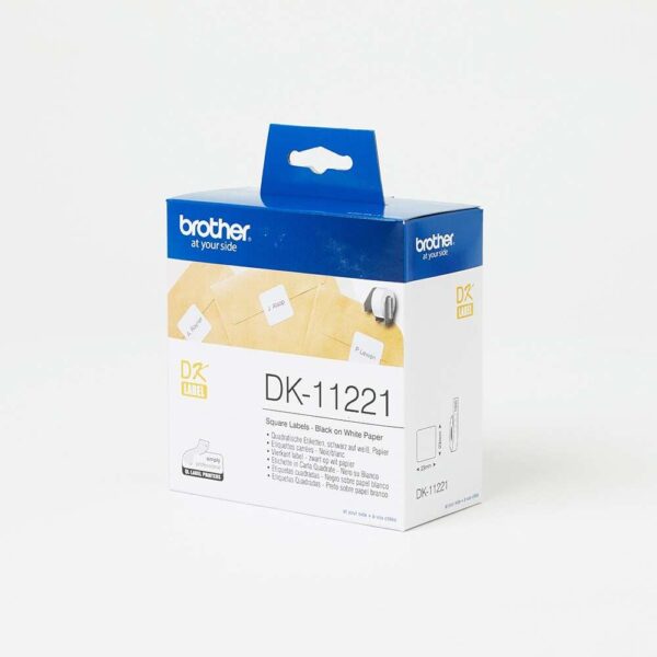 Brother dk11221 etikett 23x23mm 1000 db etikett/doboz fekete/fehér