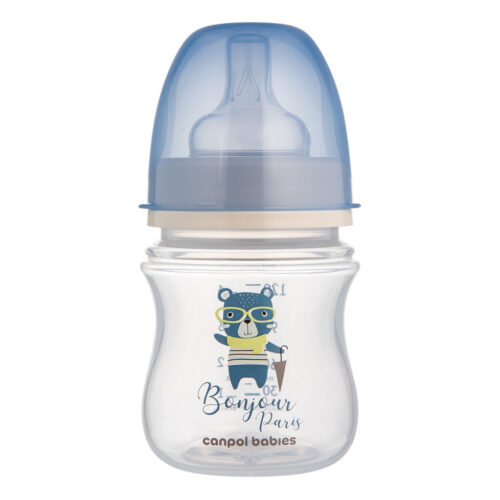 CANPOL BABIES Széles szájú cumisüveg Bonjour Paris 120 ml kék