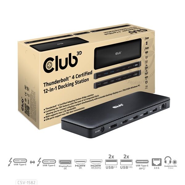 Club 3D Thunderbolt 4 Dokkoló - 12 az 1-ben