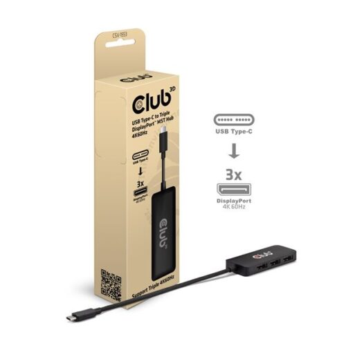 Club 3D USB-C - 3x DisplayPort Adapter - 4K60Hz