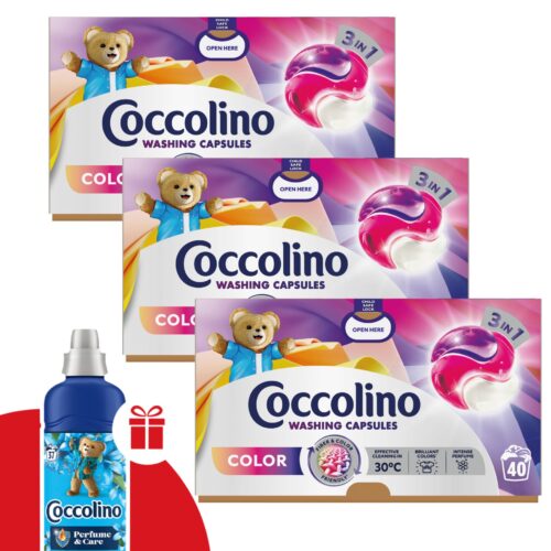 Coccolino Color 3in1 Mosókapszula 3x40 mosás + Ajándék Coccolino...