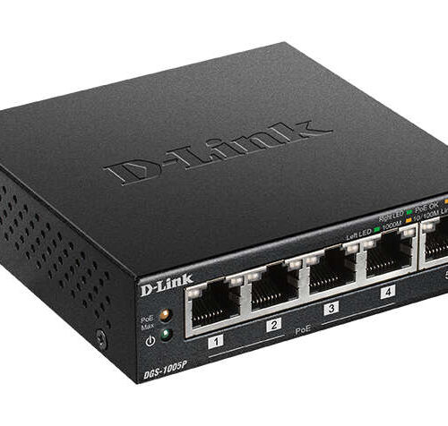D-Link DGS-1005P/E Switch 5x1000Mbps (4xPOE+) Fémházas Asztali