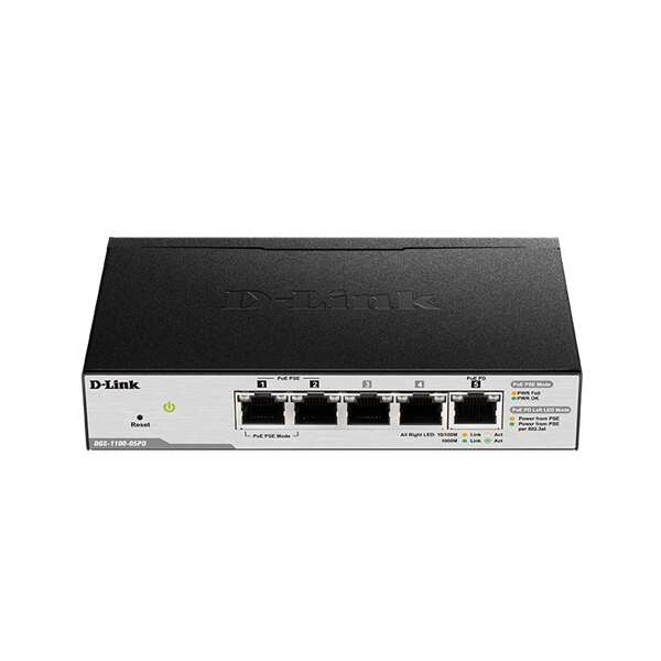 D-Link - DGS-1100-05PDV2 - 5 Portos Gigabit Switch - PoE
