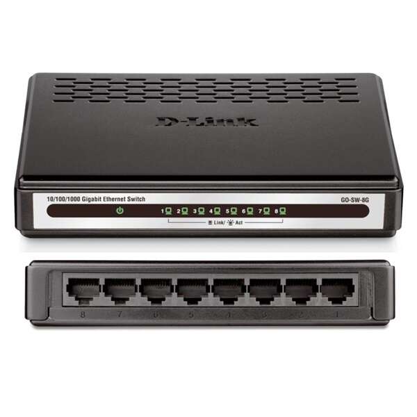 D-Link GO-SW-8G/E Switch 8x1000Mbps Műanyagházas Asztali