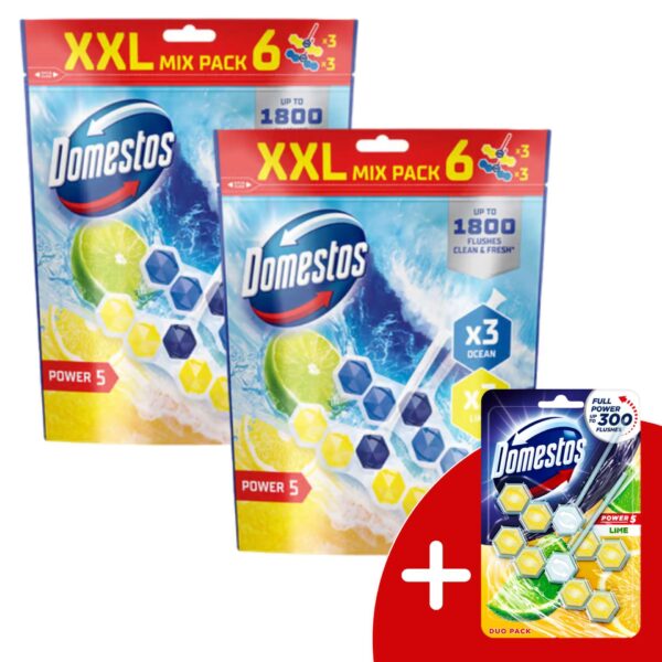 Domestos Power5 WC frissítő blokk mix Lime & Ocean (12x50g) +...