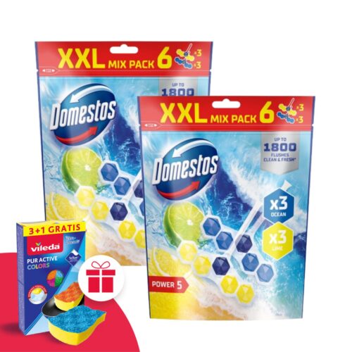 Domestos Power5 WC frissítő blokk mix Lime & Ocean (12x50g) +...