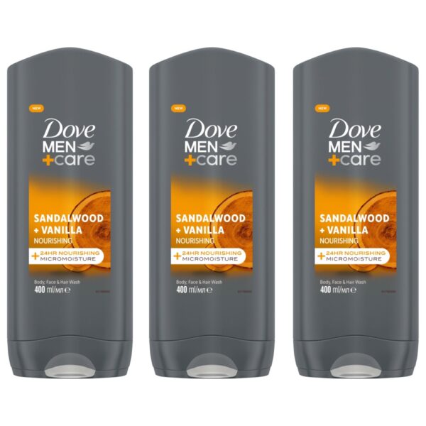 Dove Men+Care férfi Tusfürdő Sandalwood + Vanilla 3x400ml