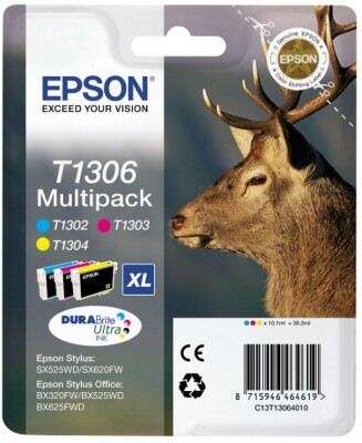 Epson T1306 Multipack Cyan Magenta Yellow tintapatron eredeti C13...