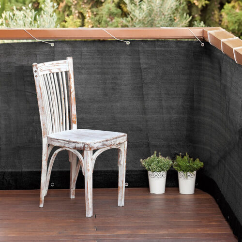Erkélyháló fűzőlyukakkal Balcony Easy antracit 0.9x5m 160gr/m2 2020726