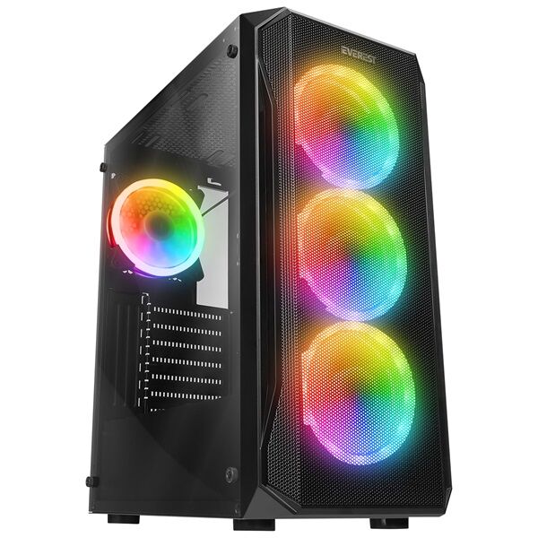 Everest Számítógépház - X-RACER (fekete; üveg; ATX; alsó táp; 4x1...