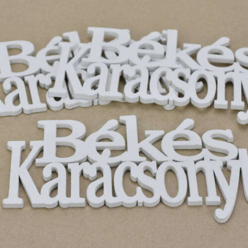 Fa - "Békés Karácsonyt" felirat koszorúra fehér 14cm 3d...