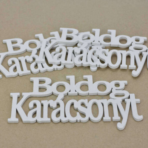 Fa - "Boldog Karácsonyt" felirat koszorúra fehér 14cm 3...
